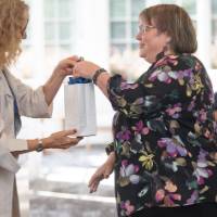 faculty getting her bag